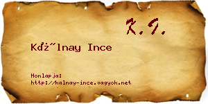 Kálnay Ince névjegykártya